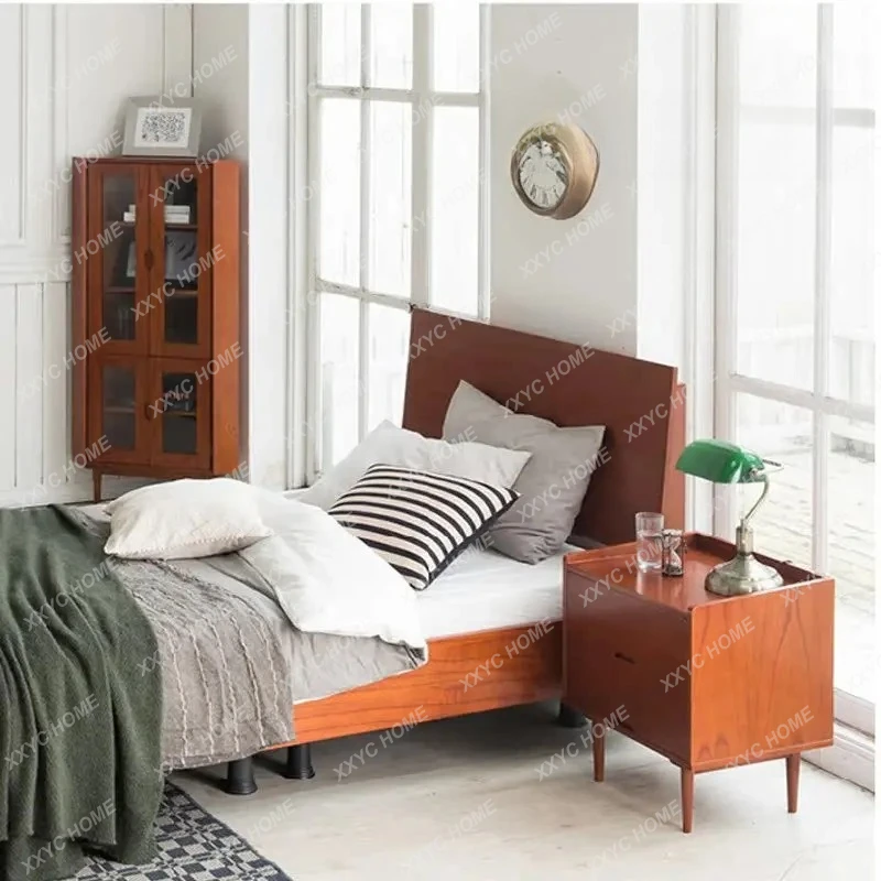 X-S Medieval bedside table all solid wood retro replica locker furniture custom Danish bedside table HG