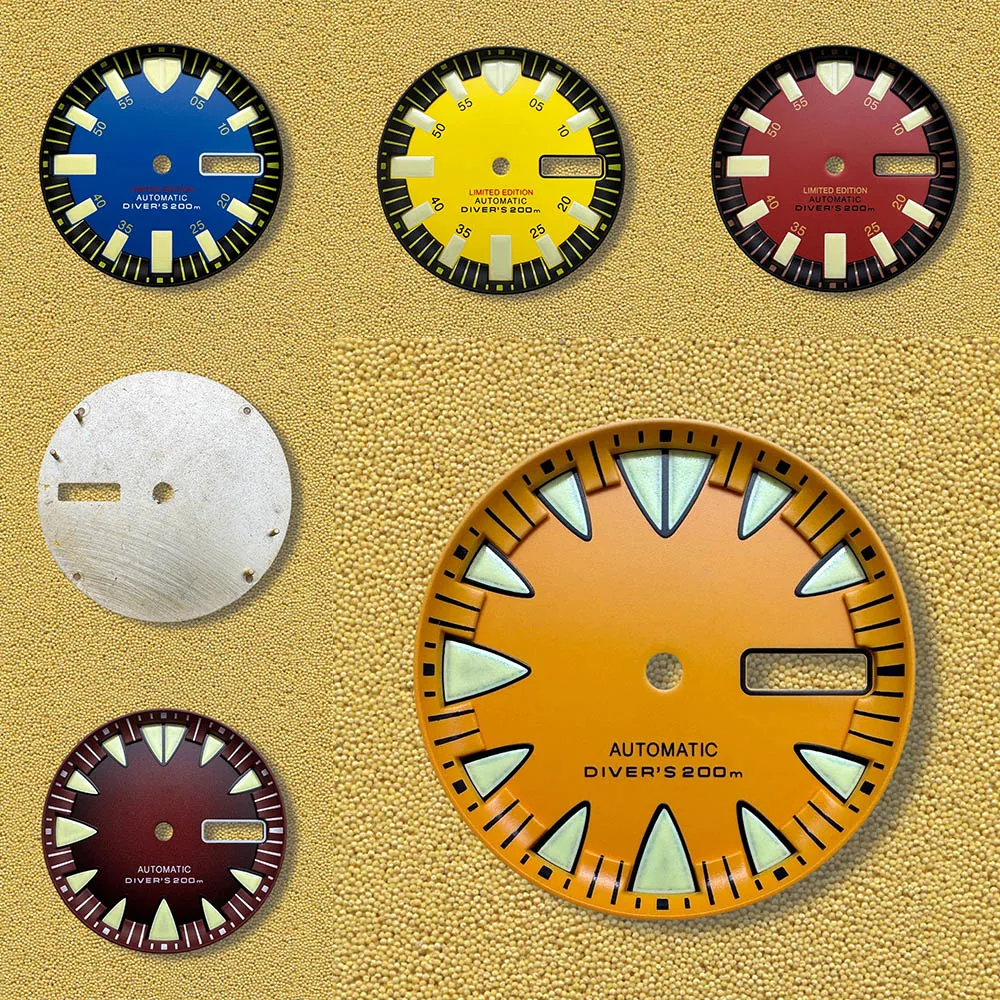 

29mm S Logo Dial Fit NH36/4R36 Movement Green Luminous Dual Latest styles Monster Dial Watch Modification Accessories