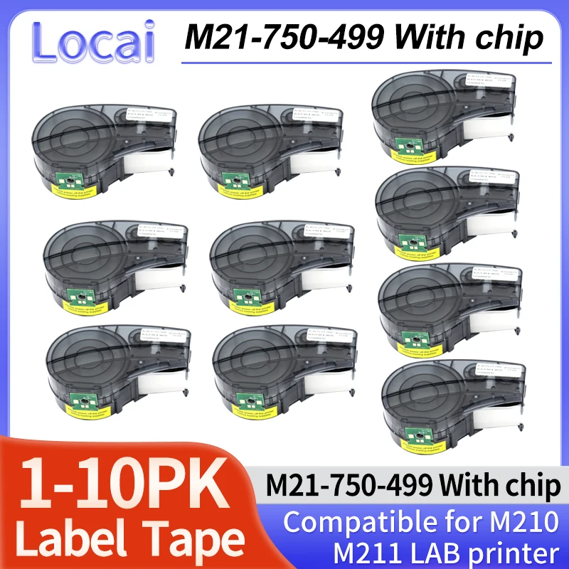 1~20PK New Version Label Cartridge M21-750-499 With chip Nylon Label TAPE TAGS Work For M210 M211 M210-LAB Labeller Printer