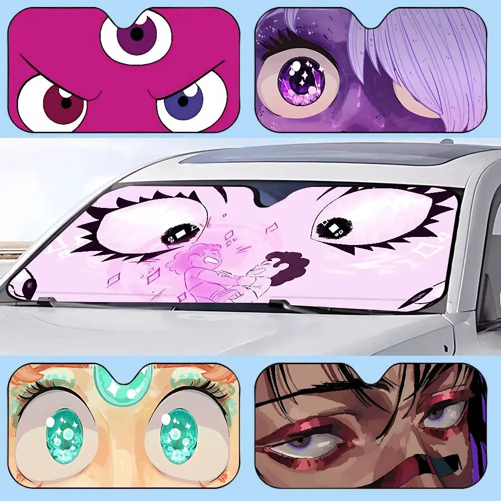 CARTOON Eyes Car Sunshade Window Sunshade Sunblock Front Windshield Hood Interior Front Baffle Double Sunshade
