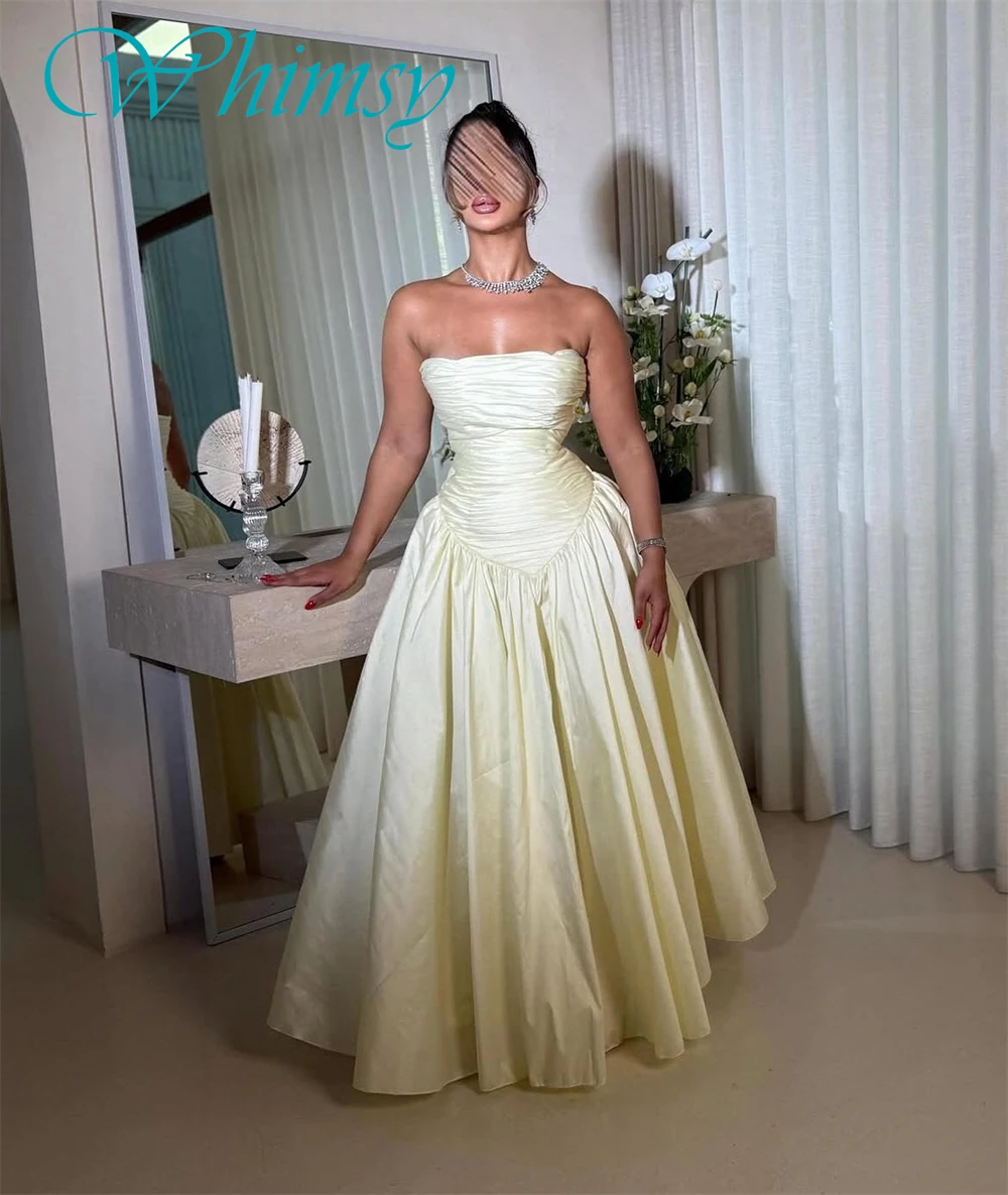 Customized Simple Strapless Sleeveless Evening Dress Temperament Jersey Prom Dresses Classic Ruched Bespoke Occasion Gowns
