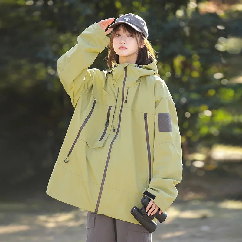 

Climbing Hiking Waterproof Jacket Women 2025 Autumn Hooded Coat Outdoor Trekking Mountain Windbreaker Jackets for Women Raincoat