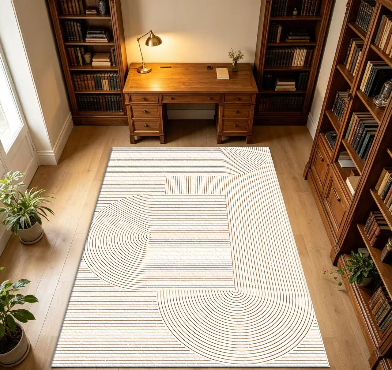 Bohemian Geometric Line Art Carpet Flooring Modern Abstract Arch Pattern Area Rug for Living Room Bedroom Home Decor