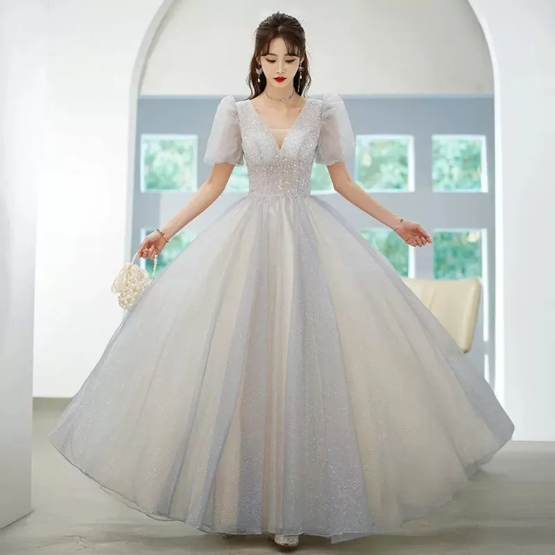 Vestido de noche, ceremonia de mayoría de edad para mujer, vestido de princesa, música vocal, cumpleaños, presentador de exámenes de arte, lujo ligero, nicho de alta gama