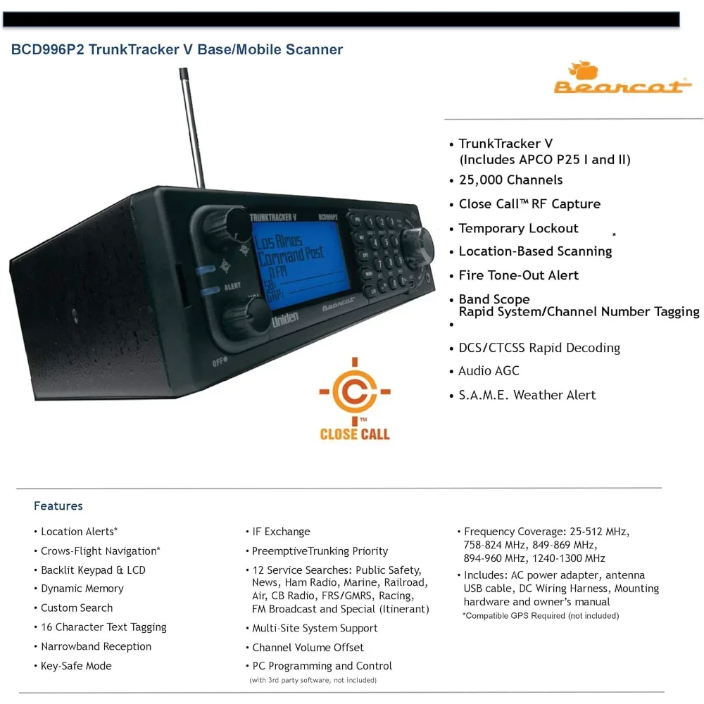 Nowy Uniden Trunktracker V cyfrowy skaner mobilny