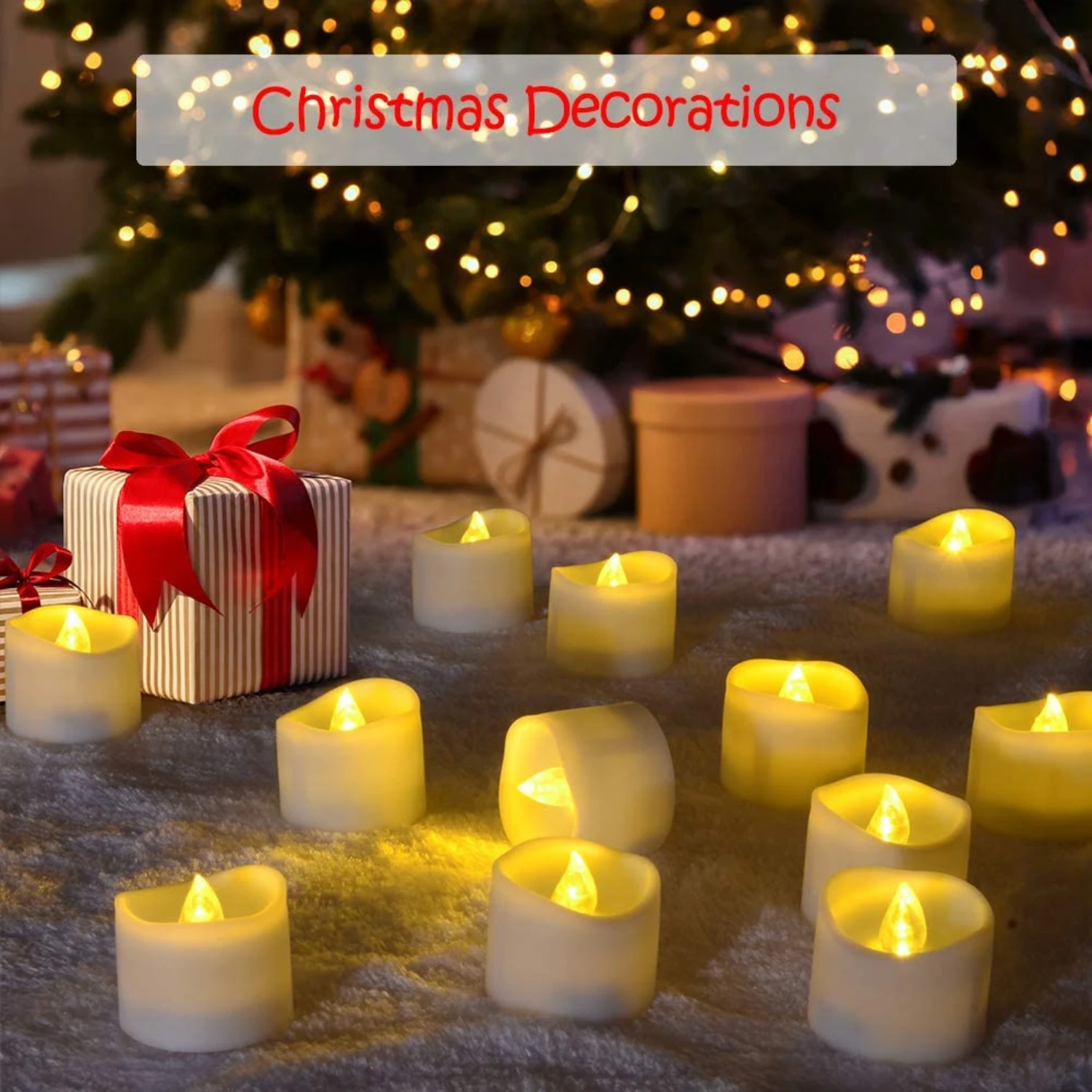 Warm White Flameless LED Tea Light Candles Set - Festive Holiday Decor - Christmas Halloween Decorations - Magical Atmosphere - 