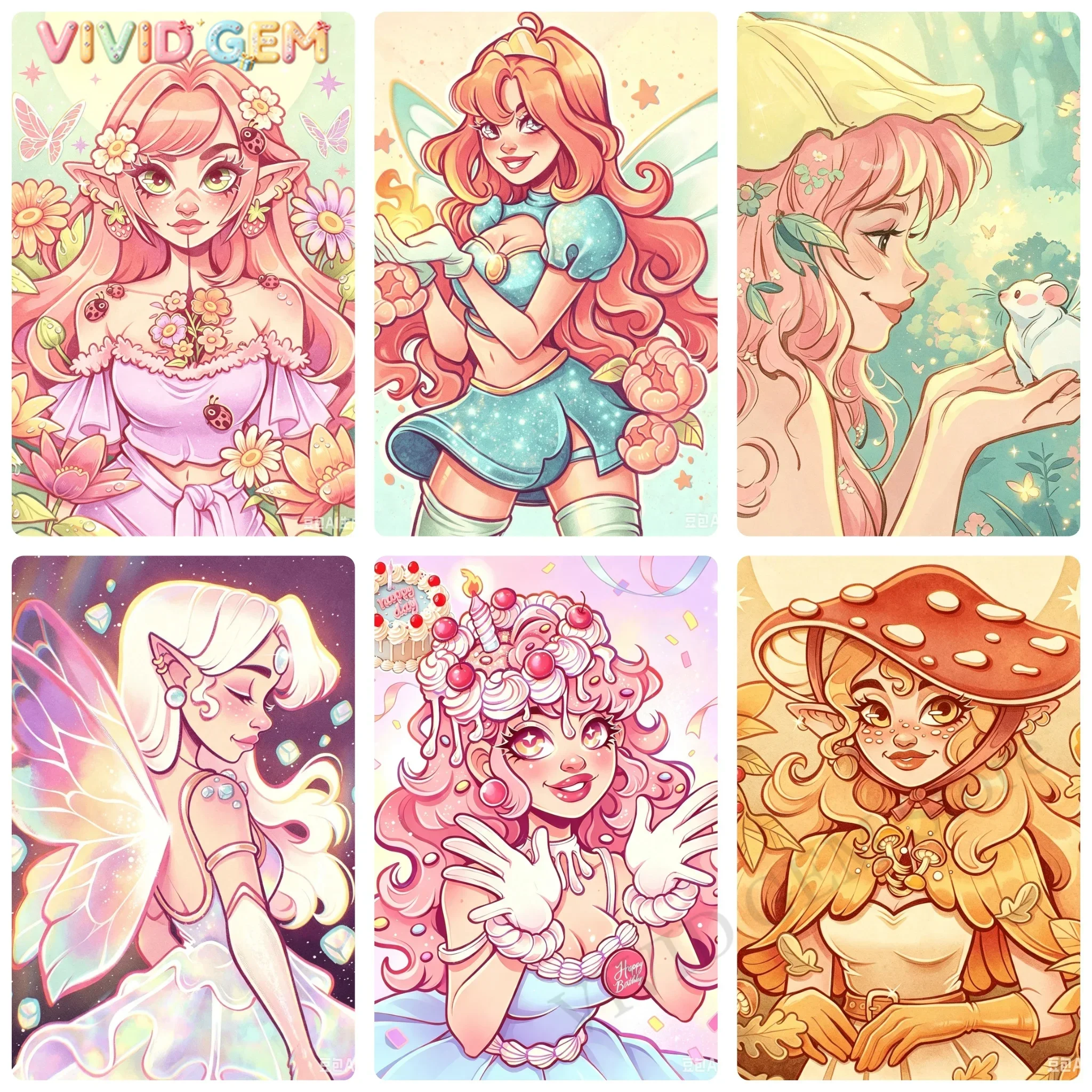VIVID GEM DIY Whimsical Forest Fairy Maiden Diamond Painting, Cute Wing Elf Character Fantasy Art for Wall Decoration Mosaic