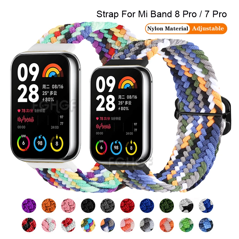 Xiaomi Mi Band用の調整可能なナイロンストラップ,スマート腕時計用の調整可能なブレスレット,アクセサリー,7 pro,8 pro