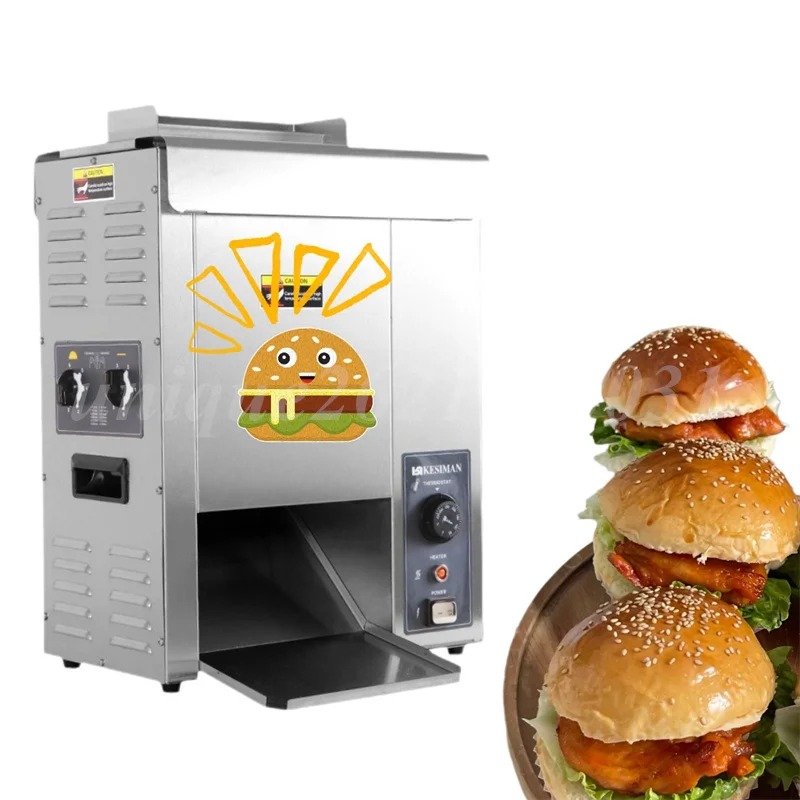 Electric Conveyor Toaster Commercial Bread Baking Oven Sandwich Hamburger Machine Vertical Automatic Hamburger Bun Toaster