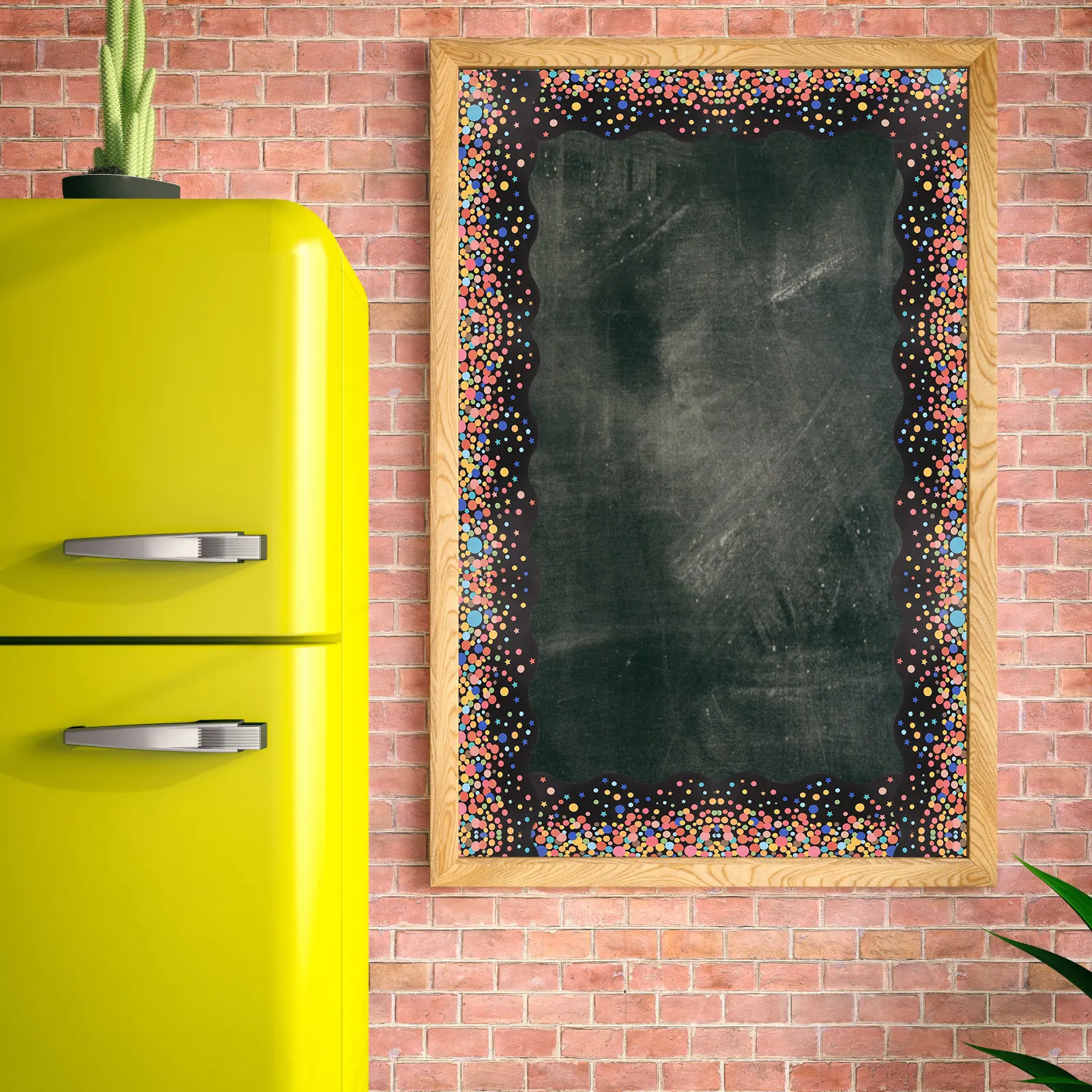 

1 Roll Decorative Bulletin Board Border Stickers Premium Leaf Pattern Waterproof Classroom Wall Decors Blackboard Chalkboard