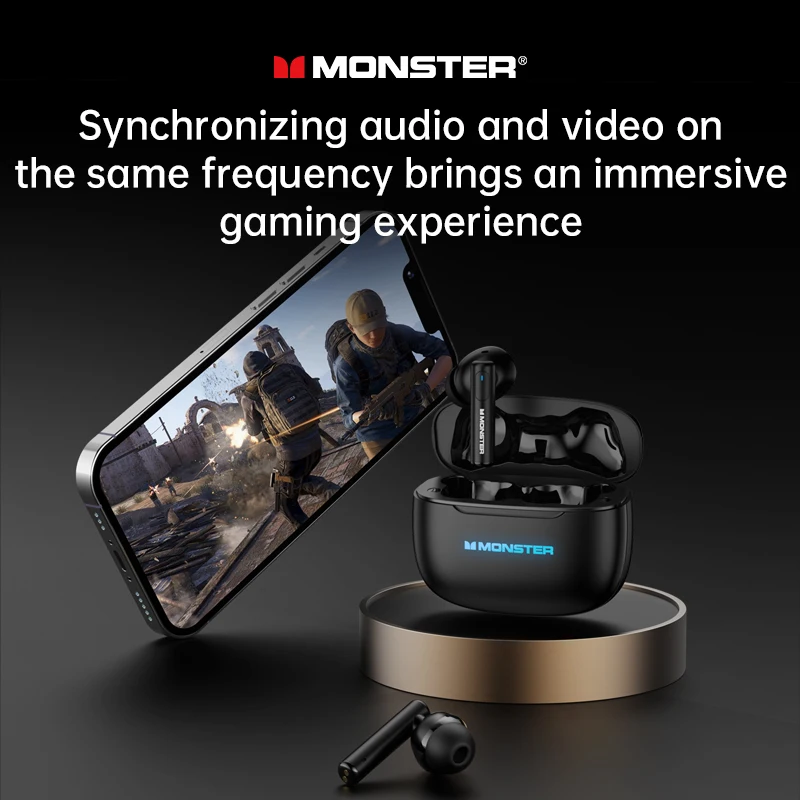 Monster XKT26 TWS سماعة لاسلكية تعمل بالبلوتوث سماعات Hifi سماعات رأس ستيريو سماعة الألعاب الحد من الضوضاء سماعات أذن رياضية مع هيئة التصنيع العسكري