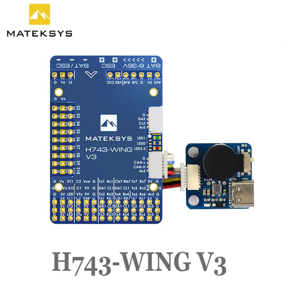 

Matek H743-WING V3 STM32H743VIT6 Built-in OSD Support Dual Camera INAV Flight Controller for RC FPV Airplane Fixed Wing Drones