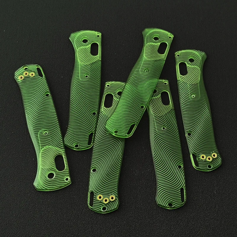 1 Pair Custom Green Transparent Knife Acrylic Handle Scales For Genuine Benchmade Bugout 535 Knives Grip DIY Make Part Accessory