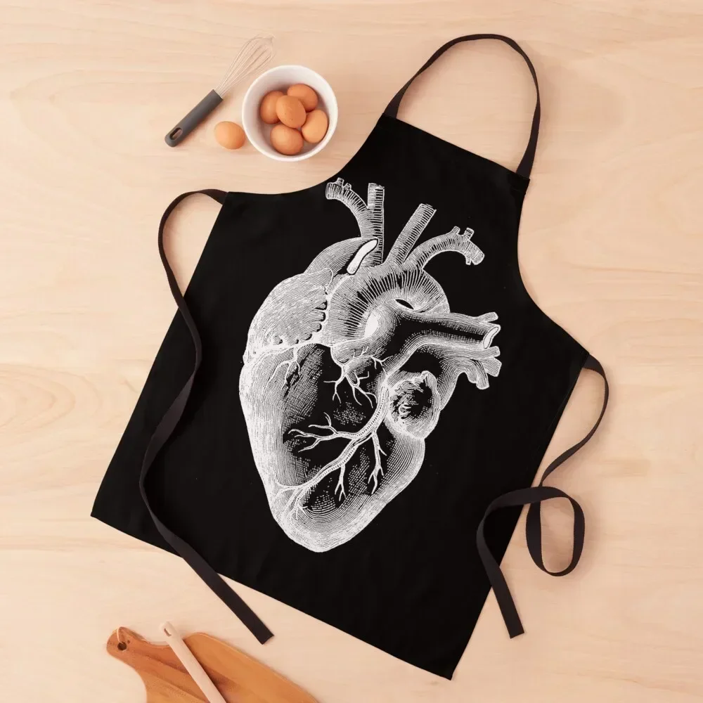 

Anatomical Heart - White Outline Apron Kitchen Front Bib For Kitchen Apron