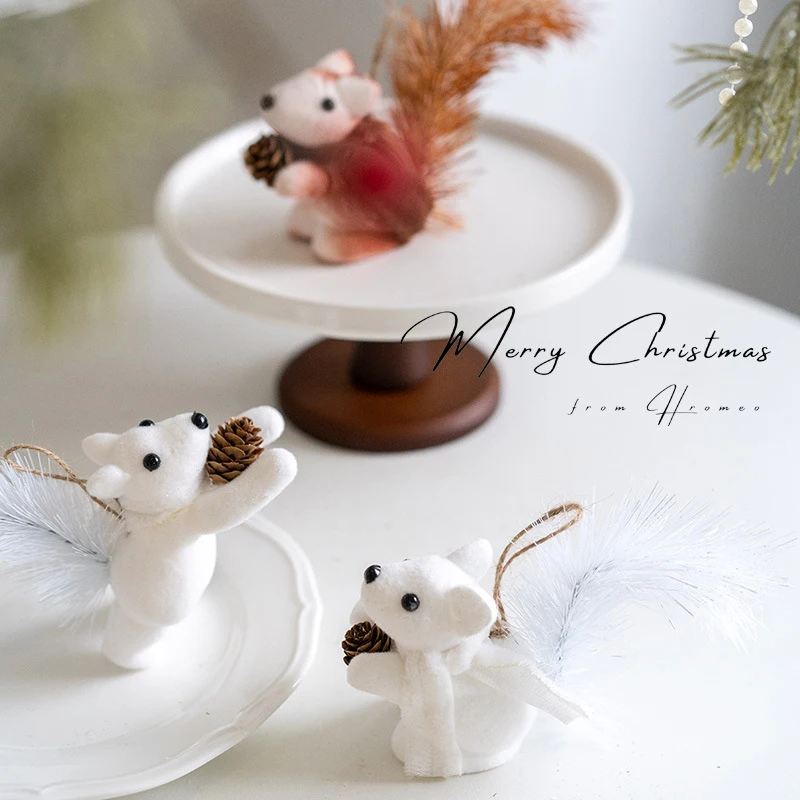 Eekhoornornornament voor kerstboom Realistische dierenbeeldjes Hanger Home Hangende Decor