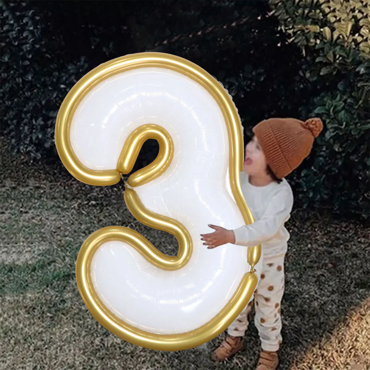 42 Inch Gold And White Dual Piece Birthday Party Aluminum Film Digital Balloon Luxurious And Simple Large Performance Accessory