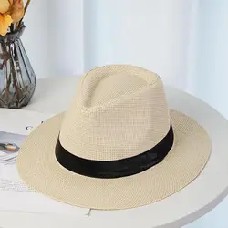 Hot Fashion Summer Casual Trendy Beach Sun Straw Panama Jazz Hat Cowboy Fedora Hat Gangster Cap Women Men Wedding Hat Wholesale