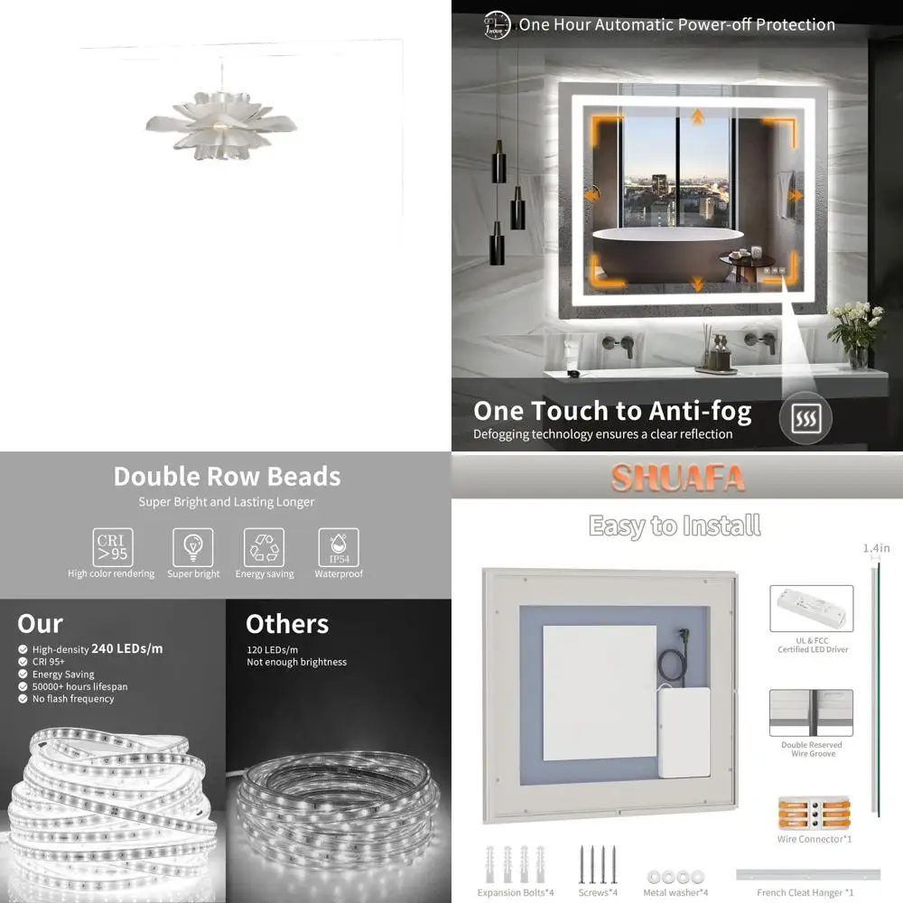 

40x36 Inch LED-Illuminated Bathroom Vanity Mirror with Front and Back Lights, 3 Color Options, Shatter-Resistant, Anti-Fog, and