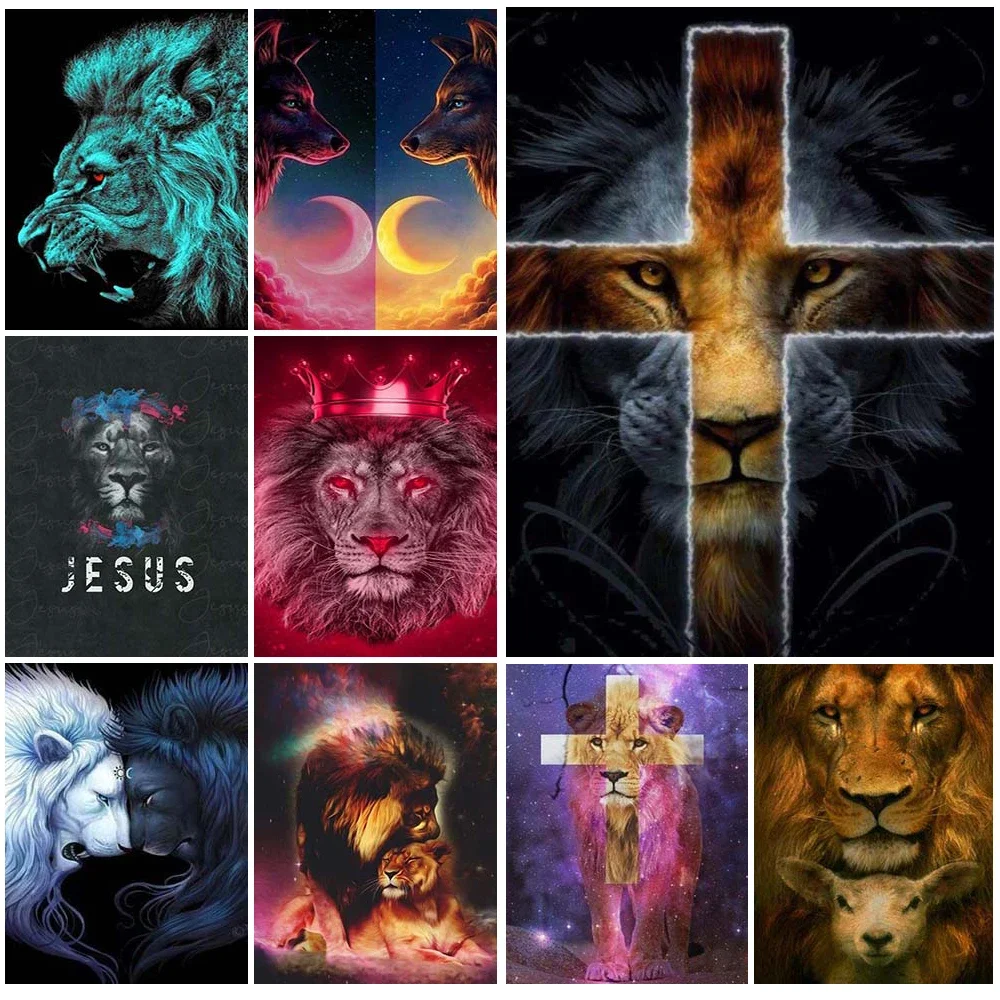 Toile d'art mural avec croix religieuse, animaux, jésus, Salvation, peinture, décoration de maison, images murales pour salon, affiche nordique sans cadre