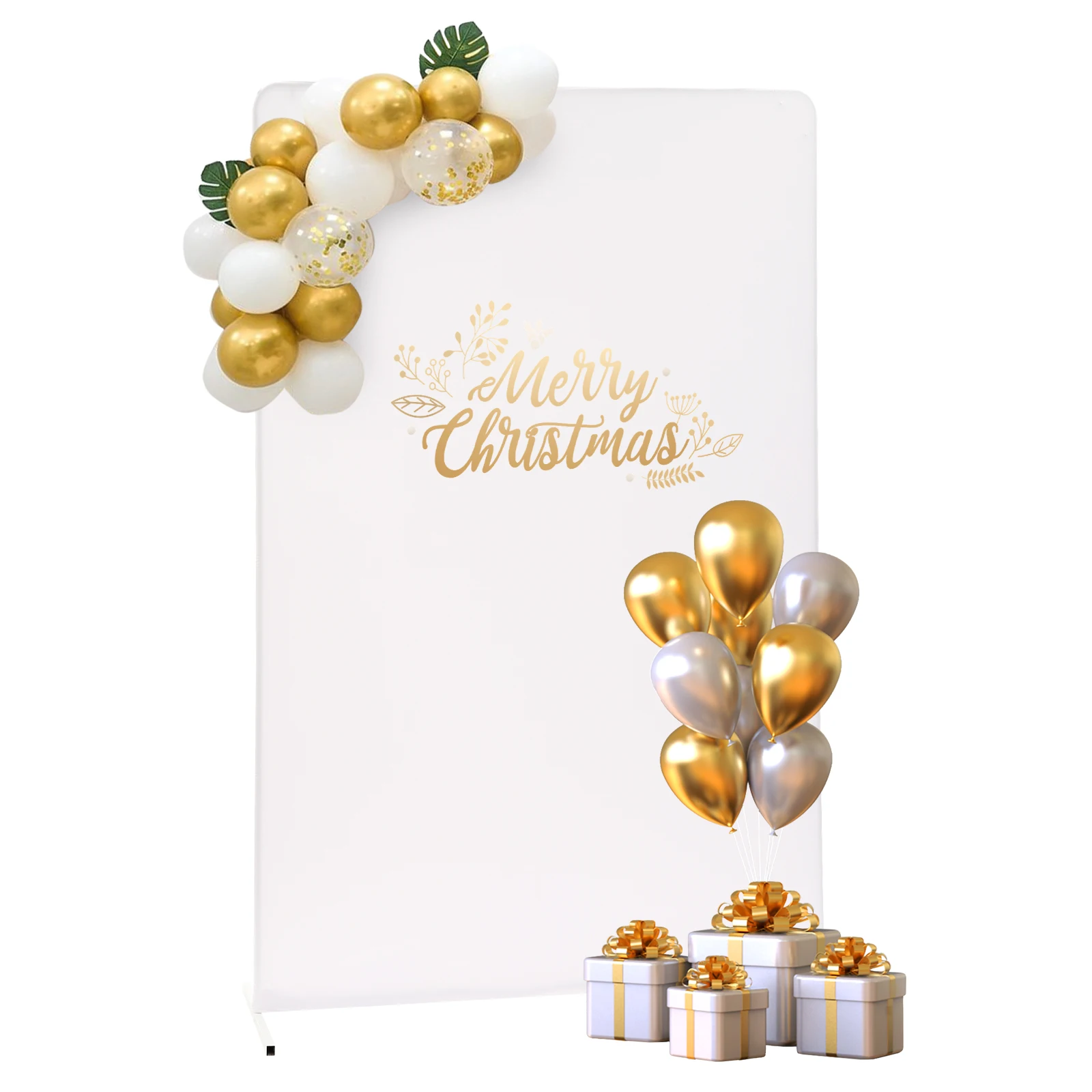 ฉากหลังงานแต่งงานสีขาวขนาด 4.92×6.56 ฟุต พร้อมโครงเหล็กขนาด 19 มม. รับน้ำหนักได้ 17.64 ปอนด์ — ประกอบได้โดยไม่ต้องใช้เครื่องมือ เหมาะสำหรับงานแต่งงาน