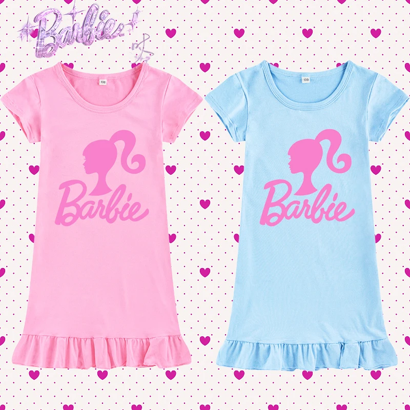 

Barbie Kids Pajama Nightdress Kawaii Trendy Movie Lace Skirt Soft Comfortable Home Nightgown Girls Gift Lovely Sweet Colorful