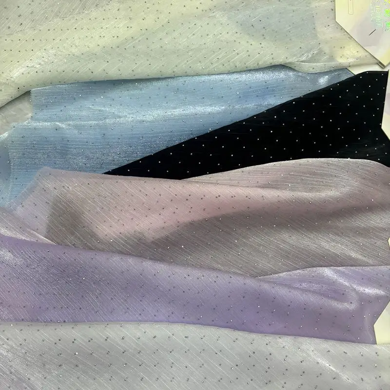 

2025 new Wholesale Glittering Water Ripple Fabric - Iron-on Diamond Chiffon Organza for Bridal Decor