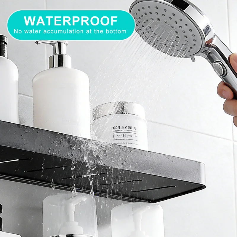 Punch-free Black Bath Shelves Bathroom Shelf Nail-free Shampoo Holder Shelves Storage Shelf Rack Bathroom Basket Holder ML1018