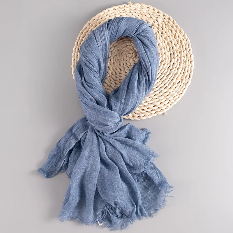 

Cotton and Linen Scarf Thin Oversized Korean Version Versatile Solid Color Literary and Artistic Student Long Shawl Dual-purpose