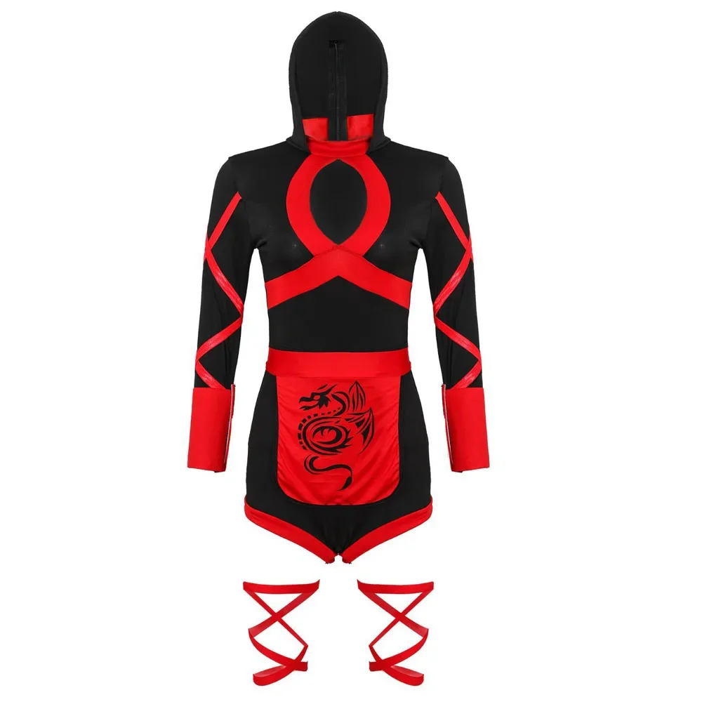 Hot Halloween Donna Adulto Costume Ninja sexy Anime Drago Ninja Costume Cosplay Indumento intero Tuta Uniforme Abito sexy