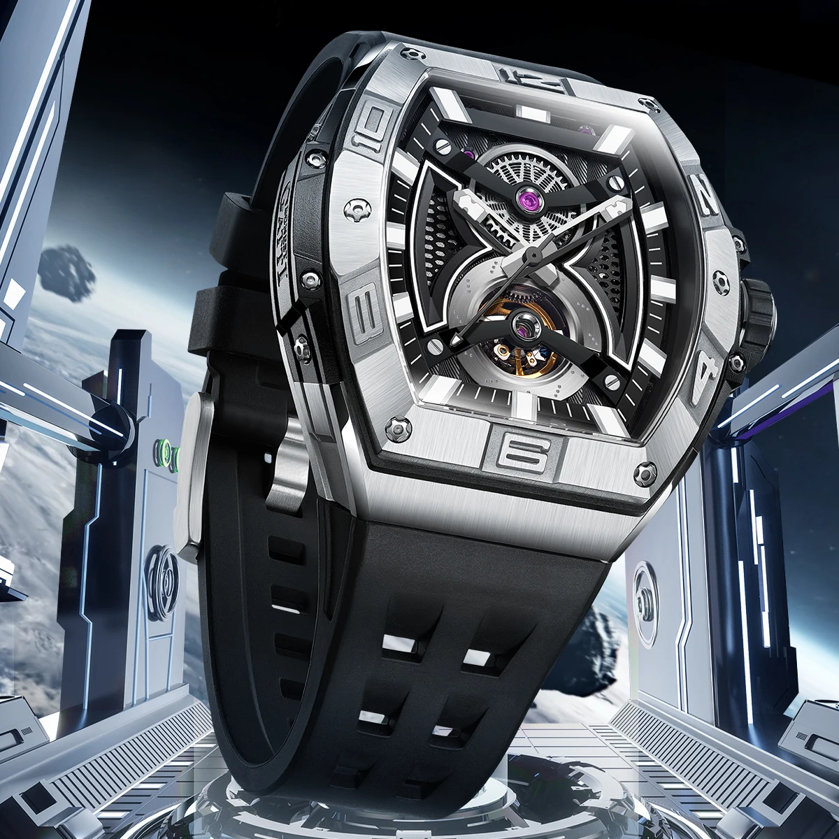 

BONEST GATTI Automatic Mechanical Watch Sapphire Mirror 316L Stainless Steel 5ATM Waterproof Luminous Men Wristwatch