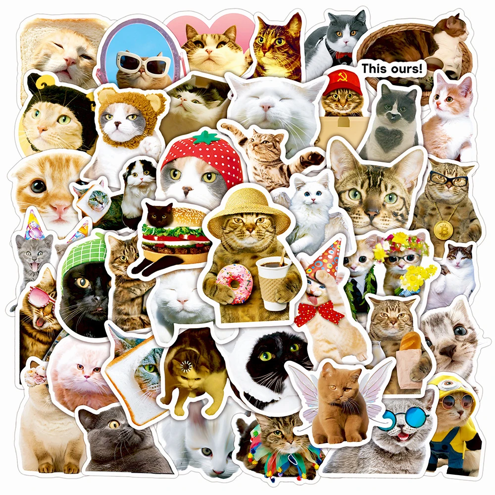 

10/30/50pcs Funny Cats MEME Stickers Cute Animal Cartoon Decals Decorative Scrapbooking Phone Laptop Waterproof Sticker for Kids