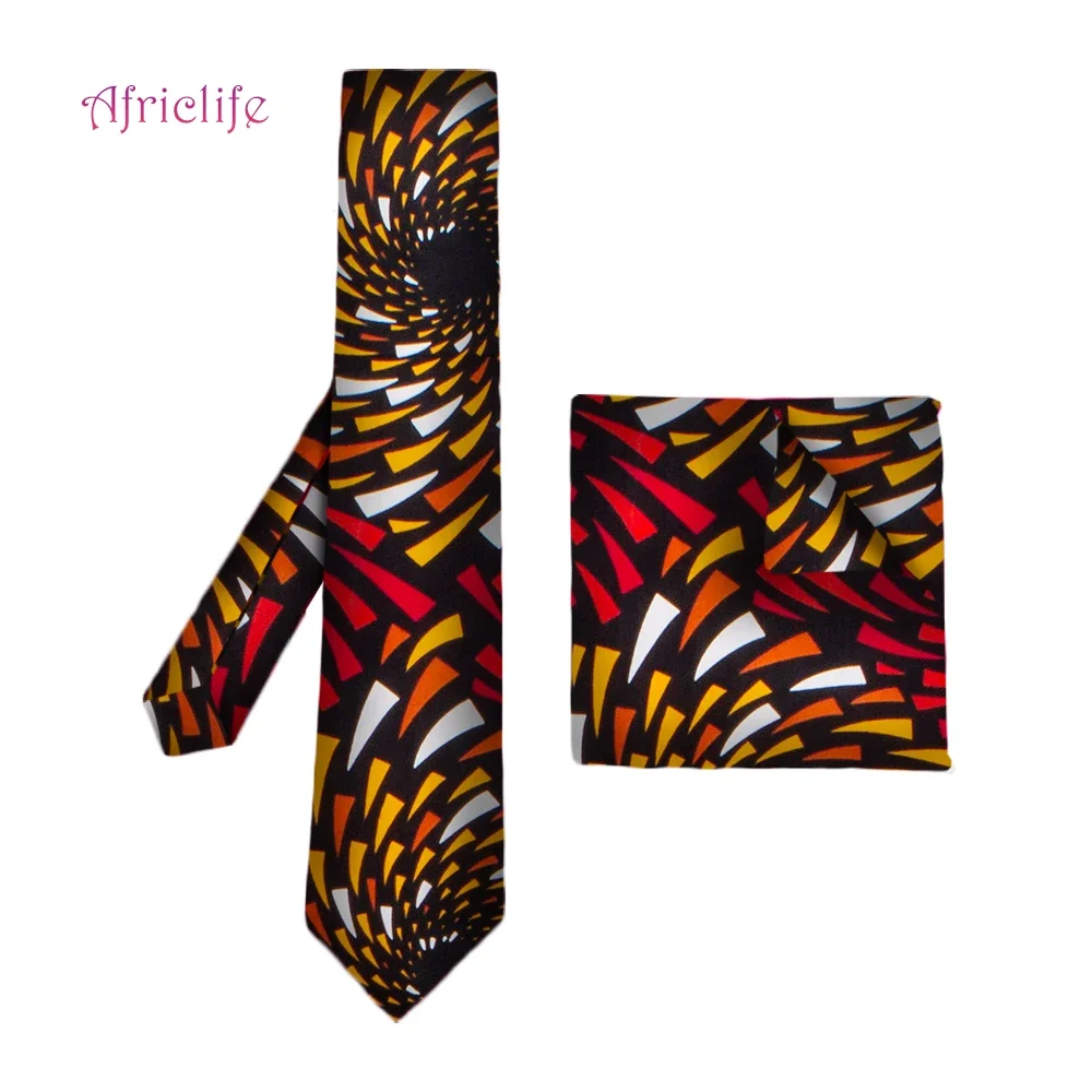 African Print Ankara Necktie and Pocket Square for Wedding Groom Groomsmen Christmas Father’s Day Gift Mens Bow Tie Set WYB309