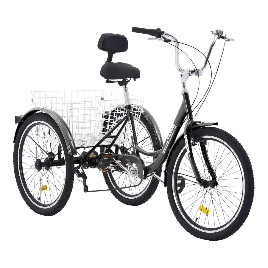 

Adult Tricycles Bike 7 Speed Adult Trikes 20 Inch ThreeWheeled Bicycles Carbon Steel Cruiser Bike with Basket and Adjustable S