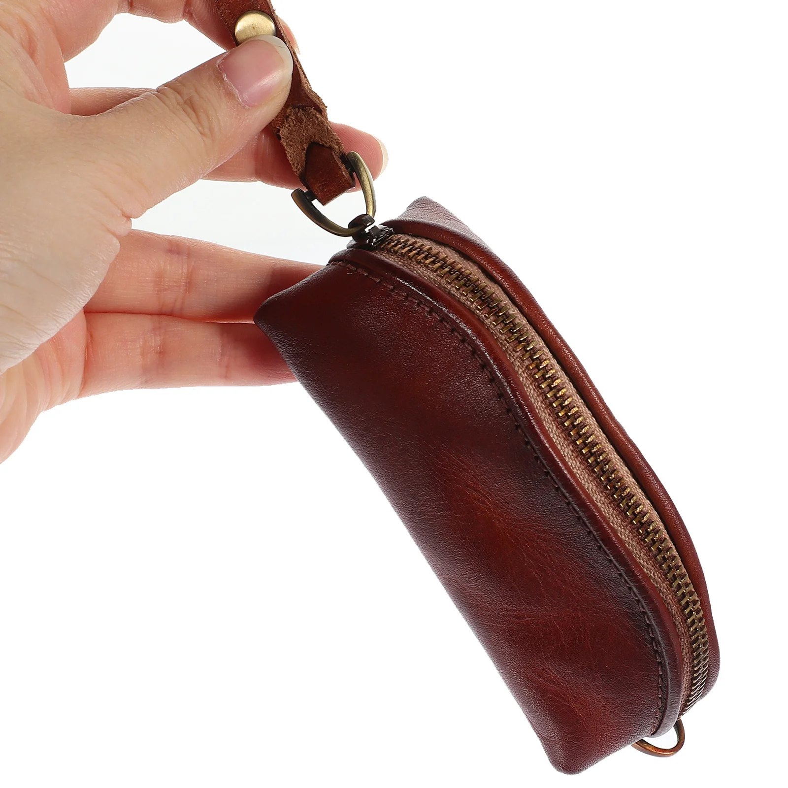 

Car Key Bag Vintage Soft Durable Zip Case Portable Organizer Pouch for Car Keys Cards Rings Small Items
