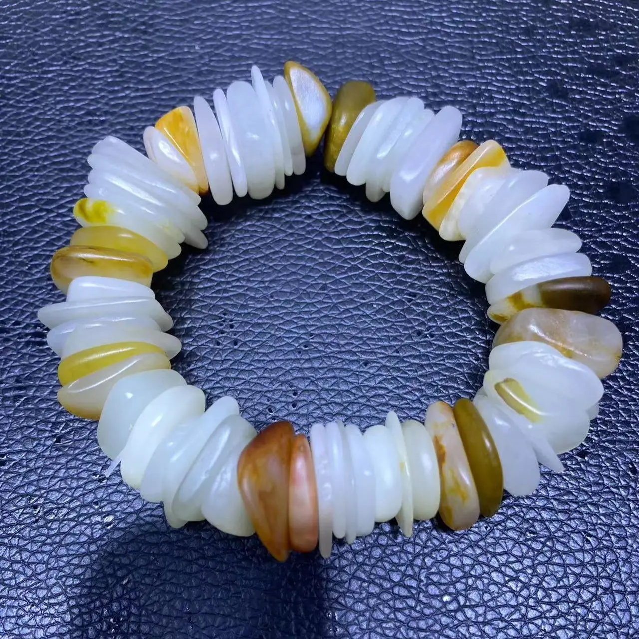 Natural Hetian Jade Bracelet DIY Handmade Round Flat-Bead Make Special Personalized Bracelet Beaded Bangles Handring Jewellry