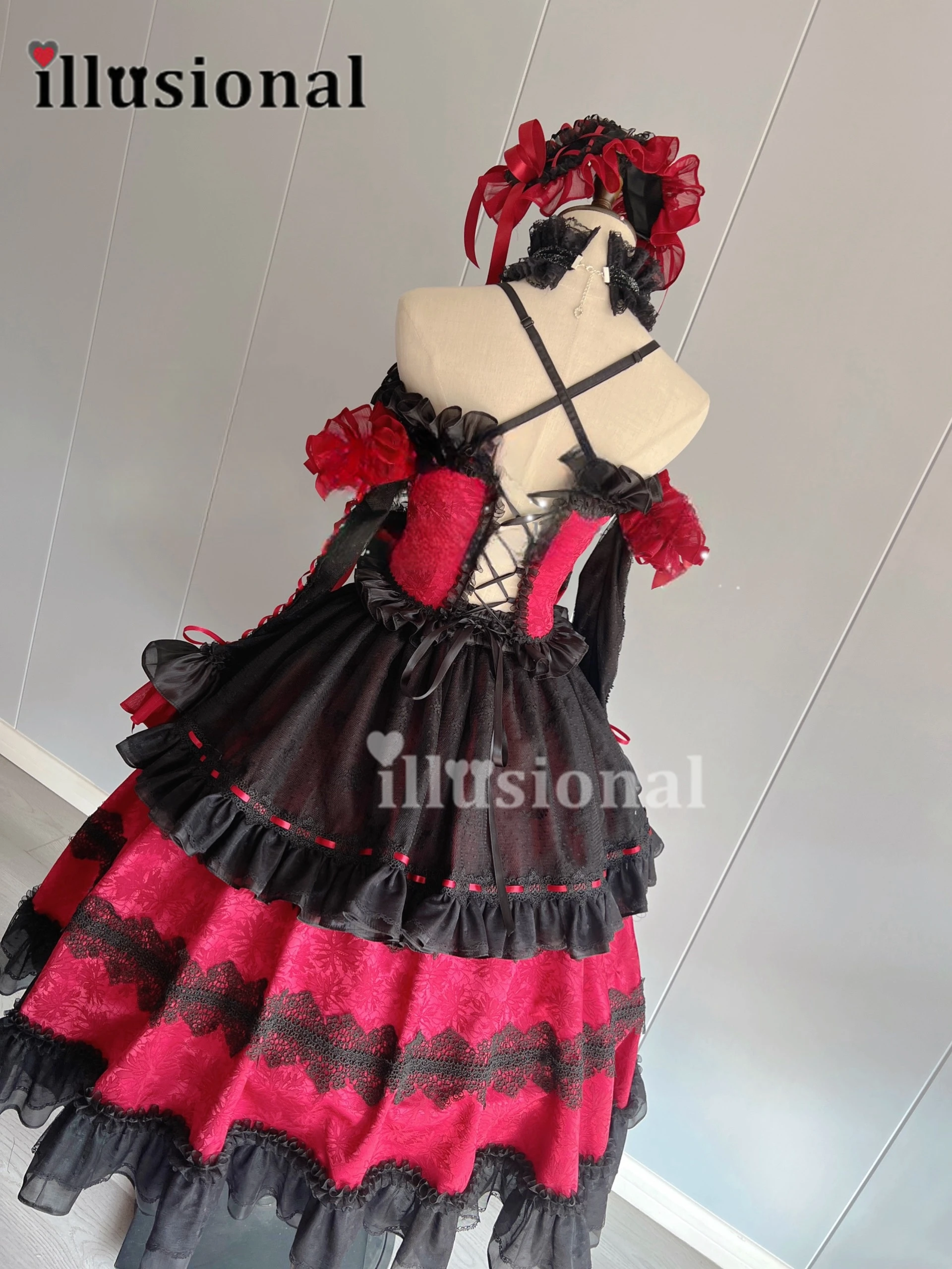 illusional Custom size Date A Live Cosplay Tokisaki Kurumi Cosplay Costume Halloween Costumes Nightmare dress female Customized