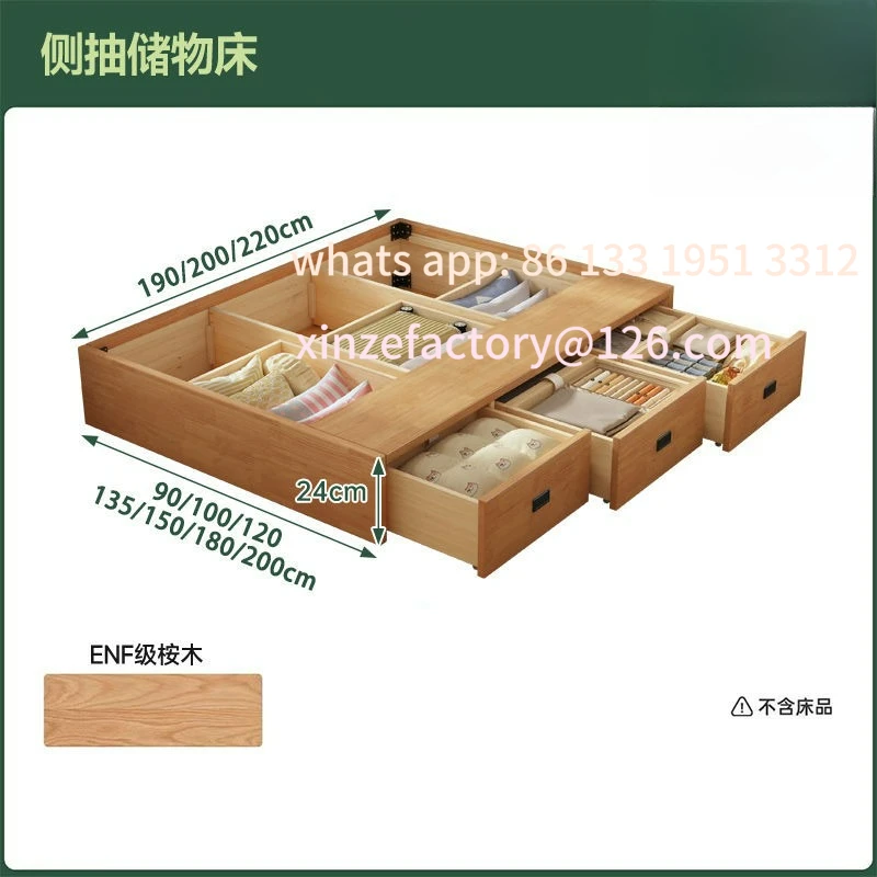 Customizable bedside storage Solid wood tatami simple small apartment drawer bed cabinet integrated