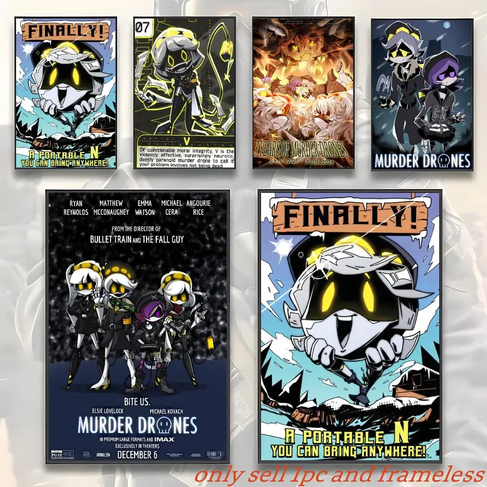 Cartoon M-Murder Drones Movie Poster Gift with prints Home bedroom living room decoration promotion and display