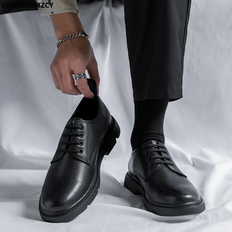 

Туфли-оксфорды DERBI мужские классические, платформа, Повседневная Деловая обувь, итальянский стиль, офисная обувь, 2024