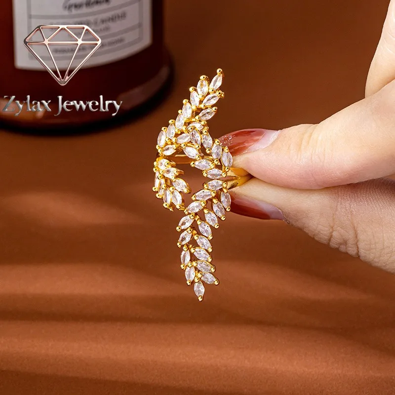 

Zylax Jewelry Zircon-Inlaid Geometric Open Ring Women 24K Gold AU999- Sleek geometric design, sparkling zircon, 24K/AU999 pure g
