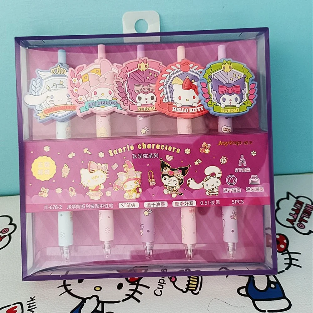 

1/5 шт. Sanrio Hello Kitty Kuromi Cinnamoroll 0,5 мм гелевые ручки Kawaii черная ручка школьница 0ffice канцелярские принадлежности подарки