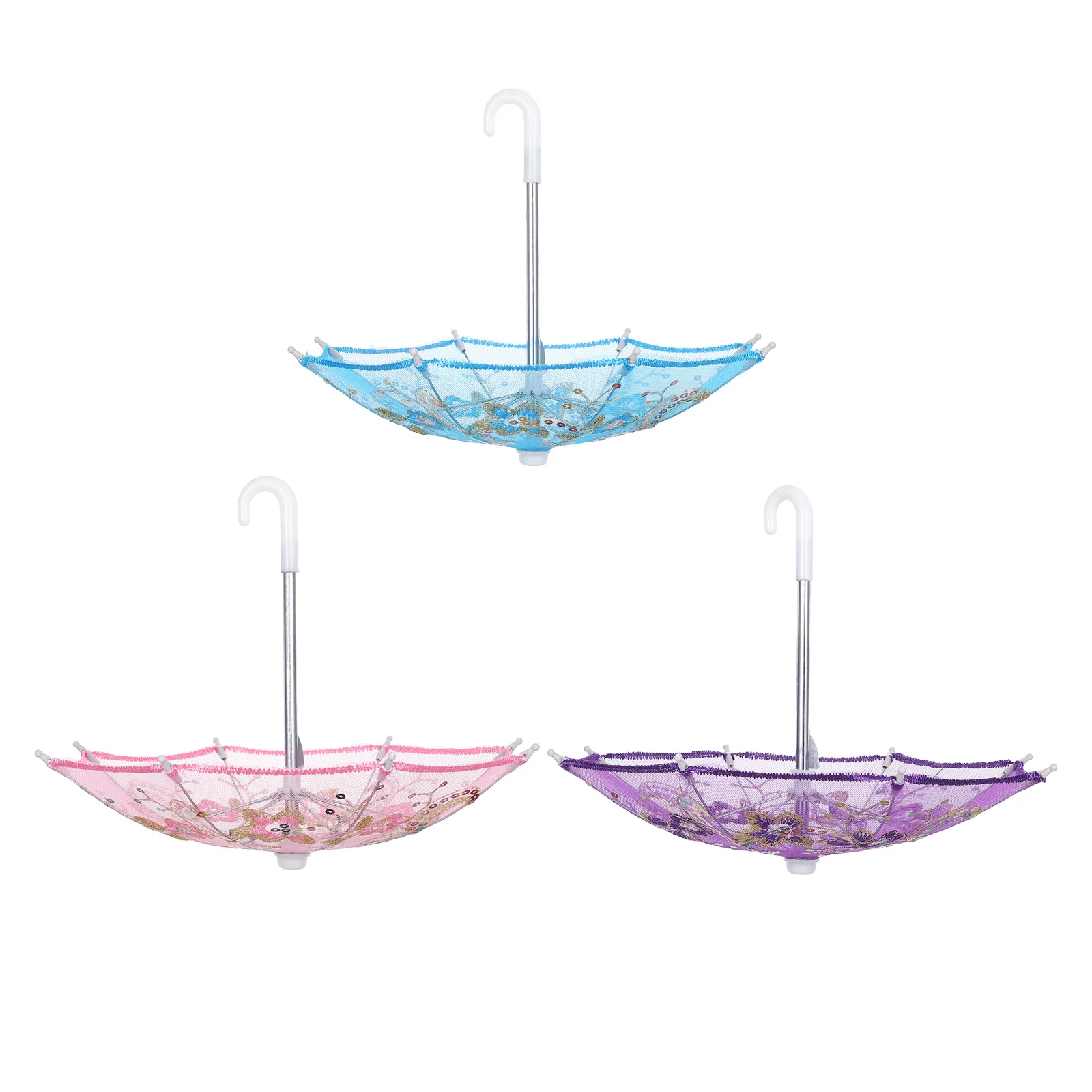 

3pcs Mini Lace Parasol for Children Mini Umbrella Toy Play House Photography Prop Embroidered Small Decoration Random Pattern