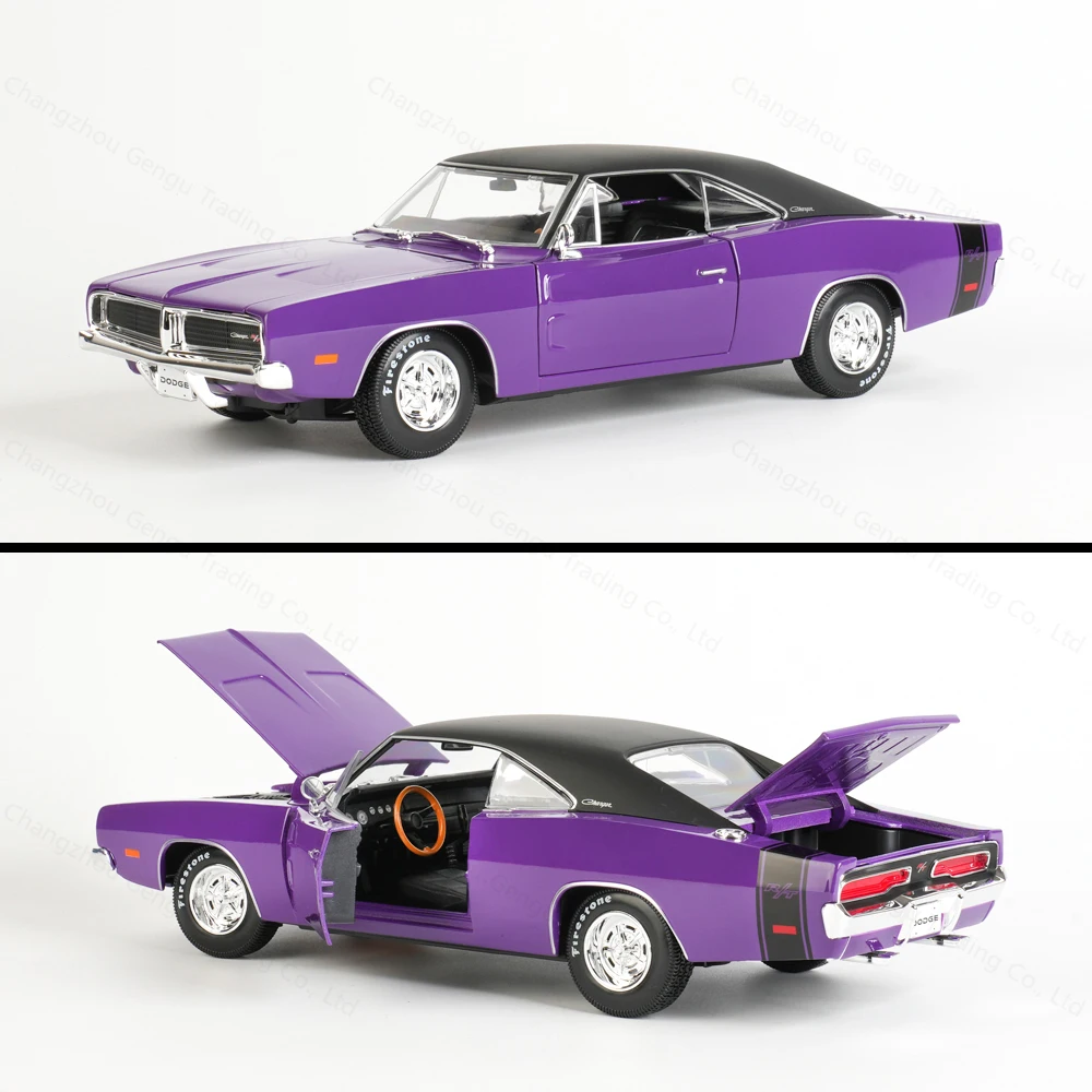 Maisto 1:18 1969 Dodge Charger R/T Orange Sports Car Static Die Cast Vehicles Collectible Model Car Toys