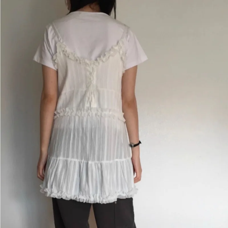 Matakawa Solid Spring Summer Women Dresses V Neck Ruffles Y2k Sleeveless Vestidos Mujer Korean Fashion Vintage Sexy Mini Dress