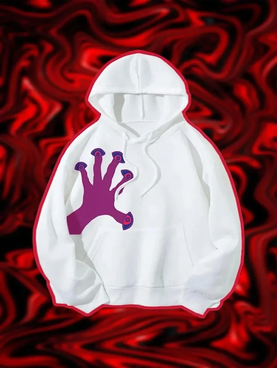 

Trendy Pure Cotton Hoodie with Whimsical Purple Eyed - Hand Artwork Ideal for Making A Bold Fashion Statement and Standing Out