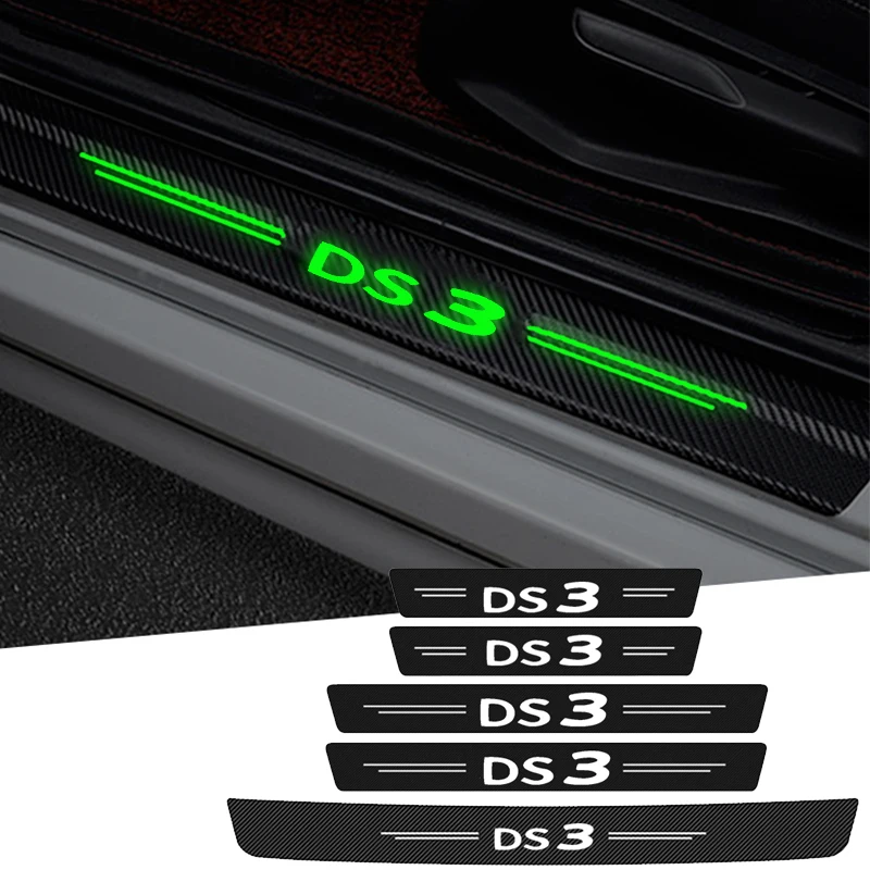 Luminous Car Interior for Citroen DS3 Emblem Trunk Door Threshold Anti Scratch Dirty Tape Sill Trim Stickers Decoration Decals