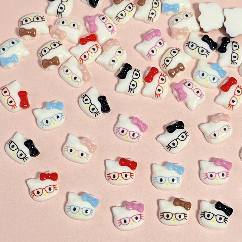 20Pcs Sanrio Hello Kitty Nail Accessories Anime Kawaii Cartoon Resin Diy Nail Earring Decorations Nail Accessories Toys Girls