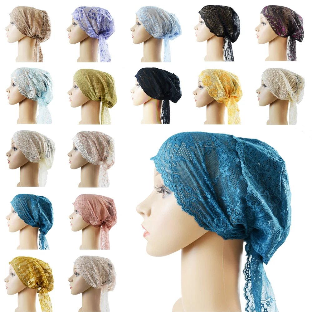 Women Muslim Inner Cap Arab Lace Hijab Scarf Islamic Headwear Turban Bonnet Hat Bandage Caps Underscarf Hair Loss Covers