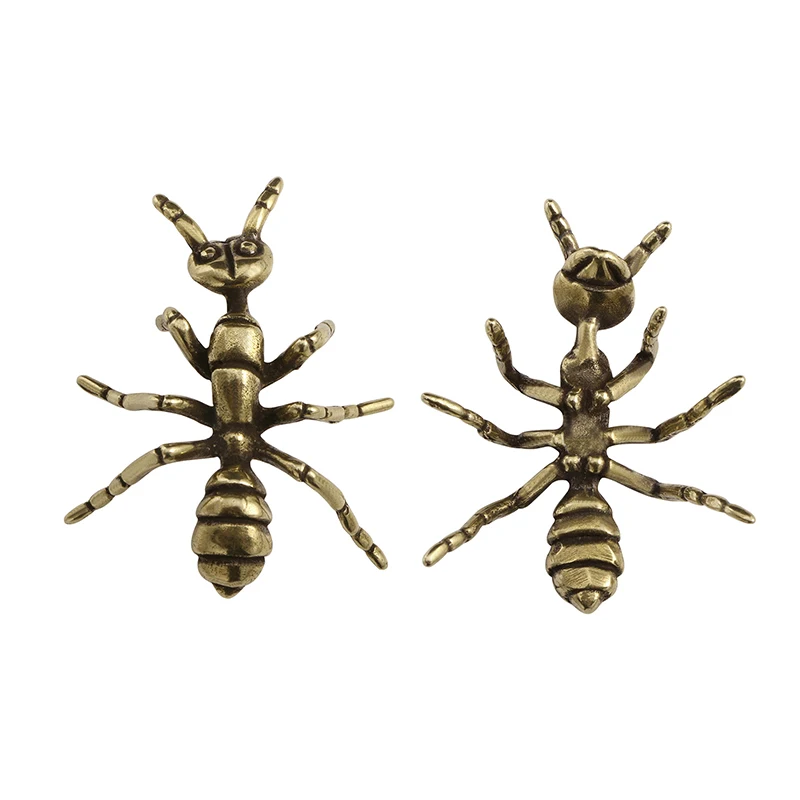 1Pc Vintage Brass Ant Small Ornament Crafts Copper Carved Insect Tea Pet Cute Home Decorative Figurines Gifts