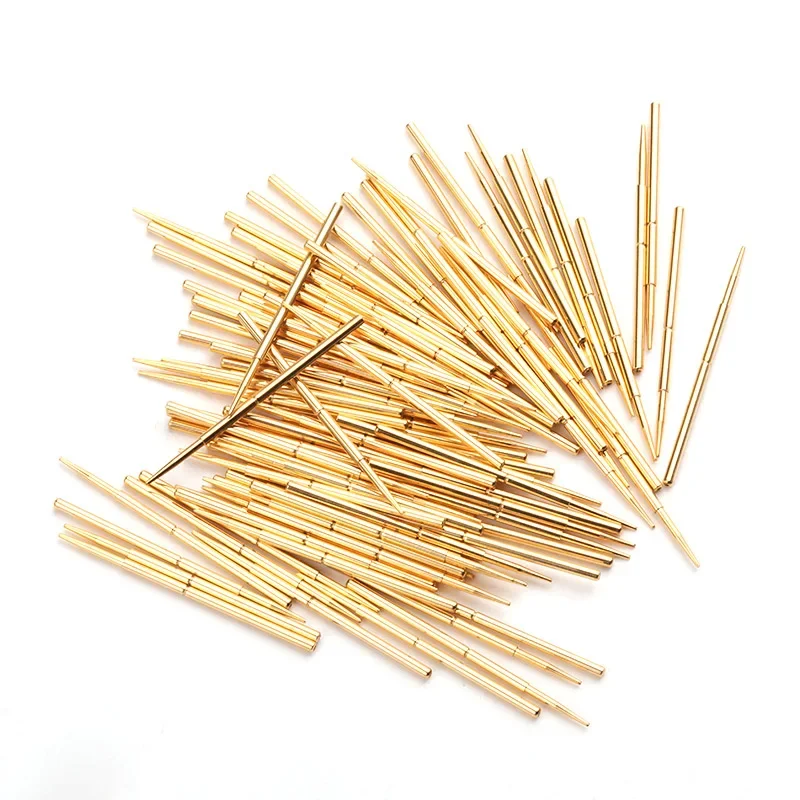 100PCS Gold-plated Spring Test Pin PA100-F Pointed Four Claw Outer Diameter 1.36mm Needle Length 33.35mm for Testing